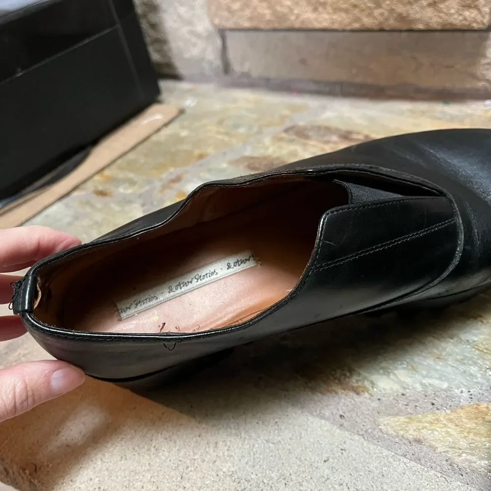 & Other Stories Black Leather Platform Derby Shoes Creepers 8.5